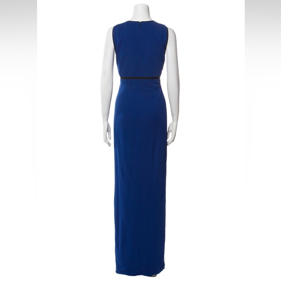 Yigal Azrouël Blue & Black Maxi Evening Gown Sleeveless with V-Neck | Size 2 - Picture 3 of 12